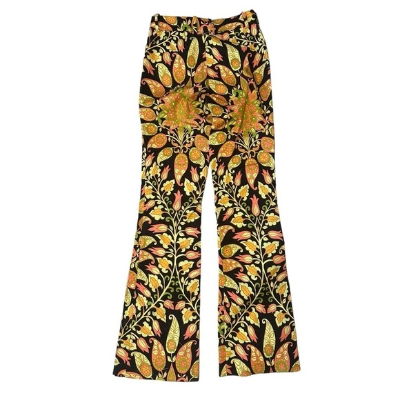 Zara Jacquard Floral Tropical Print Flare Mid Rise Stretch Trouser Pants - Picture 7 of 13